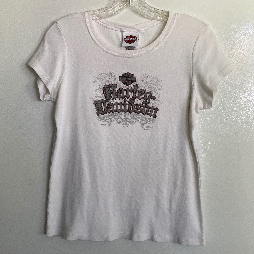 White Town & Country HARLEY DAVIDSON Cement City MI  T-Shirt Top